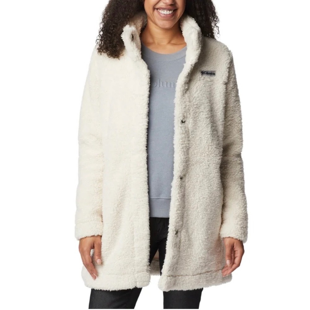 Columbia Sherpa Fleece Full‎ Snap Jacket Cream XXL Regular Fit NWT